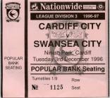 Ticket for Cardiff City versus Swansea City, 1996