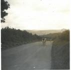 Top of Penywern hill, Ken Williams leading in...