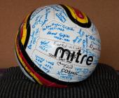 A football signed by guests attending the re...