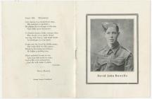 Leaflet of memorial service to David John...