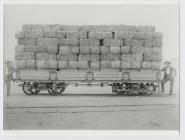 Truckload of alfalfa hay at Gaiman station.