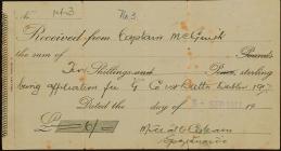 Receipt for ten shillings issued to Captain...