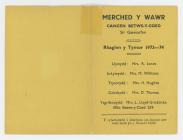 MyW Betws y Coed, Programme 1973 - 74