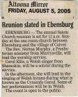 Salem Homecoming Association Reunion Articles 2005