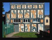 Photograph of the mural painted on the back of...