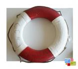 A red and white lifebuoy used by H.M....