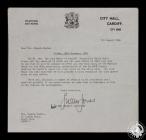 Letter from the Lord Mayor of Cardiff to the...