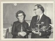 Photo: Susie receiving a tea set for 35 years...