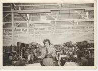 Photo: Nesta at the loom at Johnsons Fabrics, c...