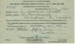 Document; disabled person's certificate of...