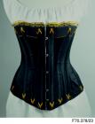 Black satin corset with yellow embroidery