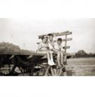 Three children on a 'gambo'