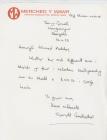 Letter of thanks to Nantgaredig Branch of...