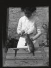 Woman and wild rabbit