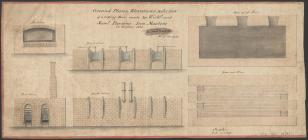 Ground plans, elevations, and section of a...