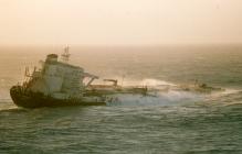 Photograph of the Sea Empress after it ran...