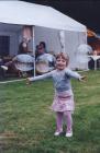 A child enjoying the bubbles at the Cwmdu Fete.