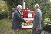 Prince Charles in Cwmdu admiring a tractor