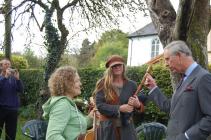 Prince Charles talking to musicians, Cwmdu Inn