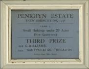 Framed certificate for farm competition (third...