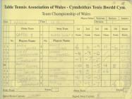 Welsh League Results Book Page
