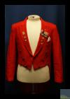 Red dress coat and gavel of Harry Poloway,...