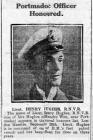 Lieut. Henry Hughes R.N.V.R. of Porthmadog