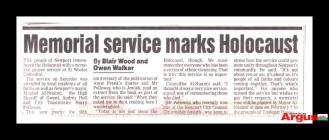 Newspaper clipping about a memorial service...