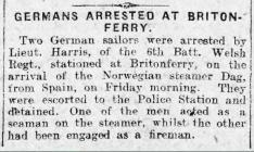 GERMANS ARRESTED AT BRITONFERRY (1914)