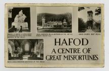 A postcard showing Hafod mansion and Eglwys Newydd