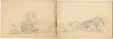 'Pencil sketch landscape study, two sheets...