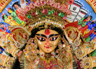 Image of the goddess Durga. Made in Cardiff, 2002.