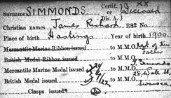 James Richard Simmonds, British Merchant Seaman...
