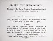 Barry Coloured Society Luncheon Invitation.