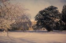 Old Hall, Cowbridge, rear view in snow 1968  