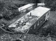 Tree damaged caravan after storm