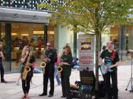 Wonderbrass playing at the opening of the new...