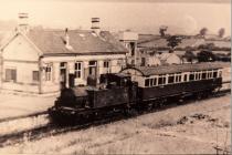 Cowbridge station, and a steam train 1949  