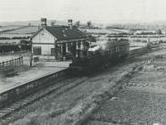 Steam train at Cowbridge station 1949 