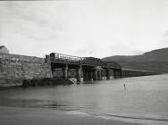 A train passes along the railway and foot...