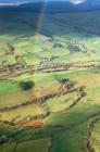 Aerial photograph of a rainbow at Llanwrtyd 
