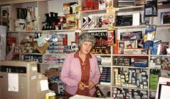 Mrs Barbara Bennett at Bennetts Electricals, 1970s