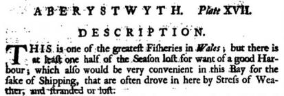 Fisheries in  Aberystwyth. Extract from Morris,...