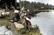Llanbadoc Usk River sheep dipping, early 1900 -...
