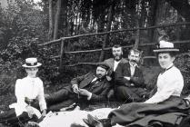 Llangibby House, group on a picnic, 1902 