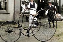 Tricycle in Usk, c.1902 - colourised