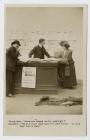 Postcard of sheet music shop (humorous), 1905