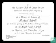 An invitation to a dinner in honour of Michael...