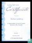 A certificate for Michael Goldberg celebrating...