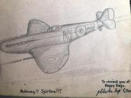 Spitfire drawing by Sergeant Clarke, WW2